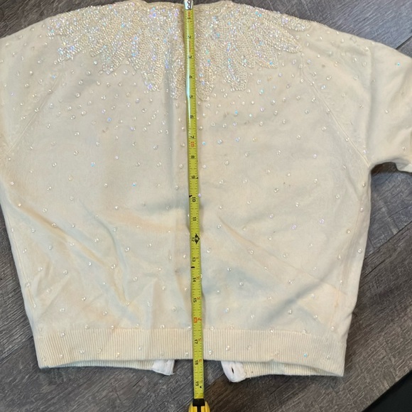 Anne Scott 1950s sequined pale yellow 100% cashmere sweater - Picture 4 of 8